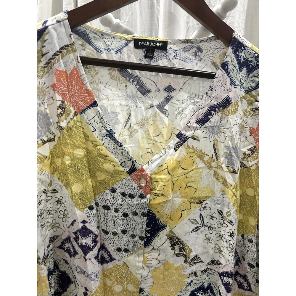 Dear John Arianna Sunfade Patchwork Boho Blouse B… - image 4